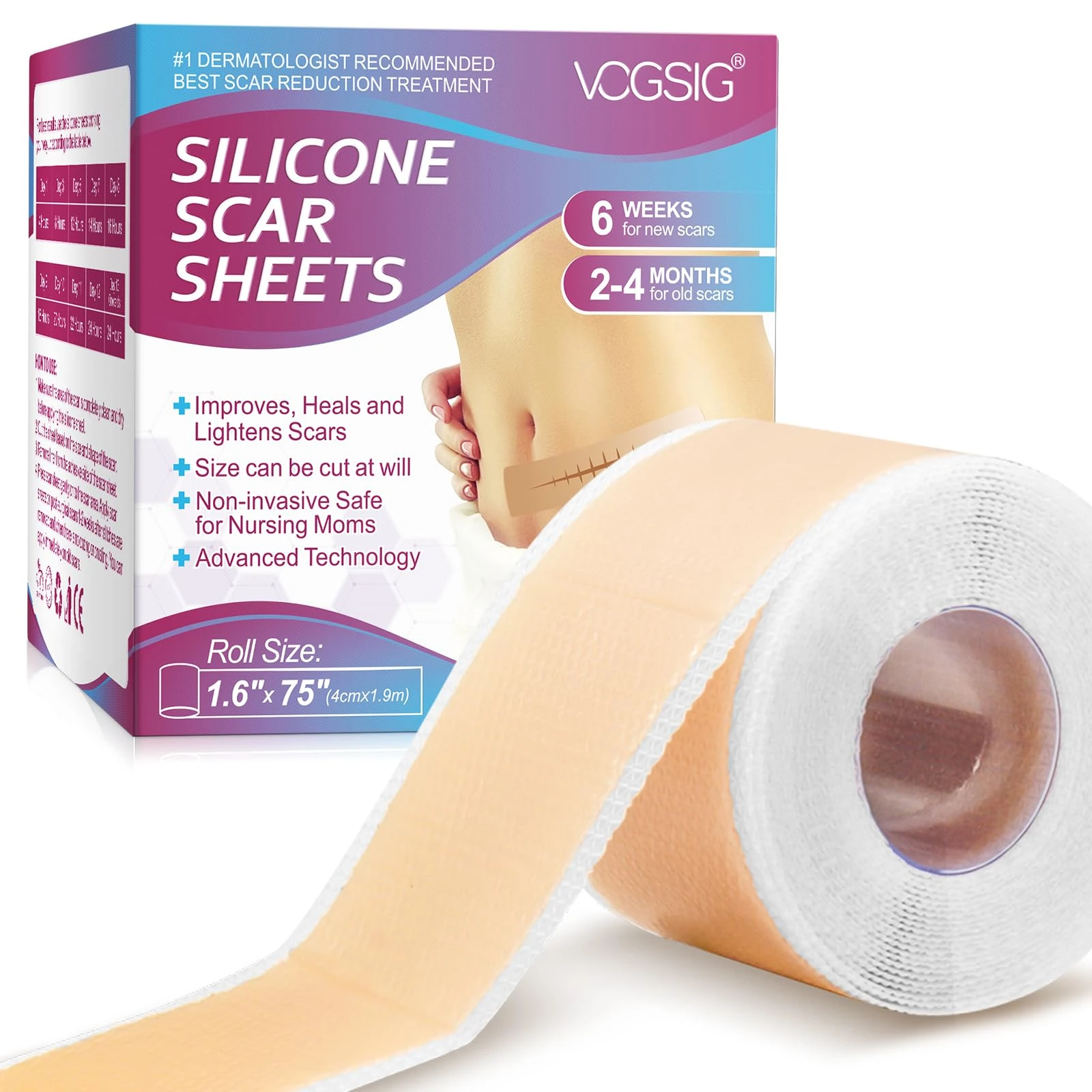 Premium Silicone Scar Sheets- Ultra-Thin, Flexible, and Reusable Medical-Grade Scar Treatment for All Skin Types -Safe, and Effective for Scars and Keloids(Roll-1.9M)