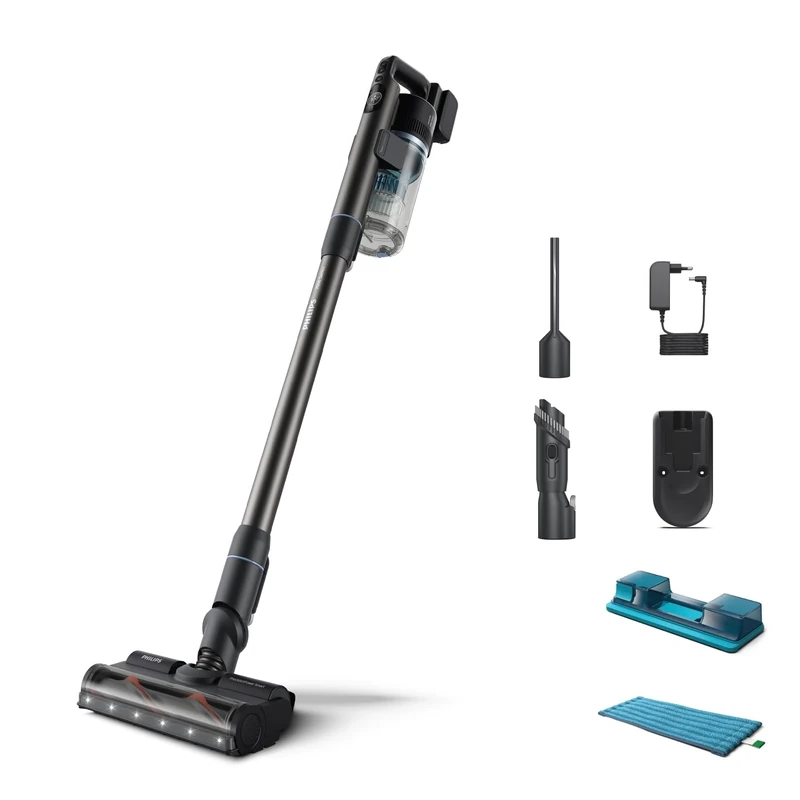 Versuni Philips 7000 Series Aqua Cordless Vacuum Cleaner, 25.2 V PrecisionPower Smart Tip, Up to 80 Minutes Runtime¹, Removable Aqua Module, 2 Accessories (XC7053/01)