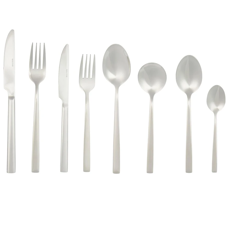 Salter COMBO-8794 Winslow 88 Piece Cutlery Set - Stainless Steel Silverware, Service for 12 People, Includes Knives, Forks, Teaspoons, Soup Spoons, Serving Spoons & Dessert Cutlery, 25 Year Guarantee