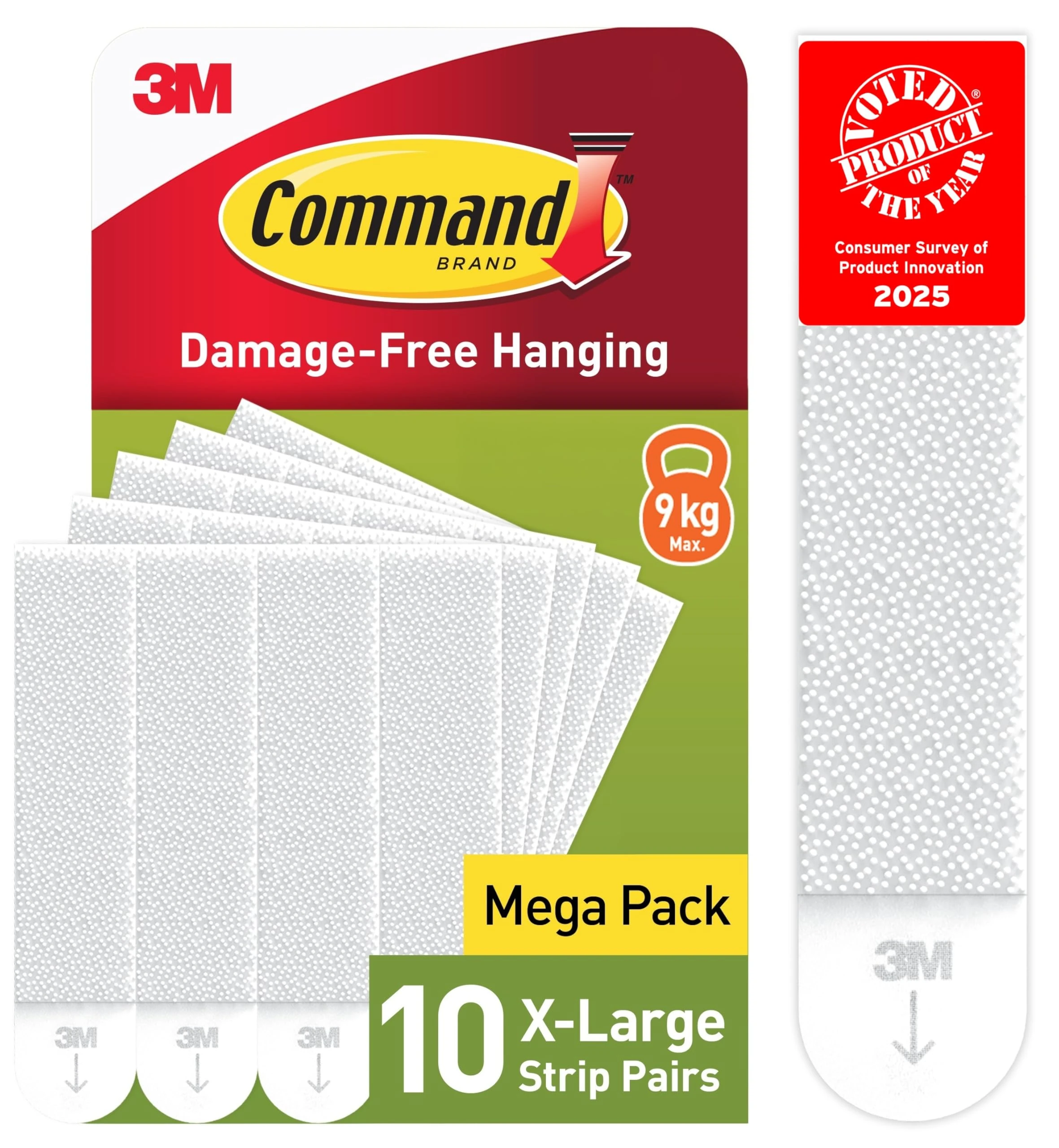 Command Picture Hanging Strips, White, X-Large, 10 Pairs (20 Strips) - For Pictures, Frames, Mirrors, Wall Decor - Damage Free Hanging