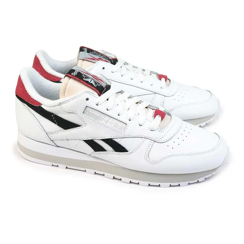 Reebok Unisex Adult Classic Leather FTWWHT/CBLACK/VECTRED 8.5