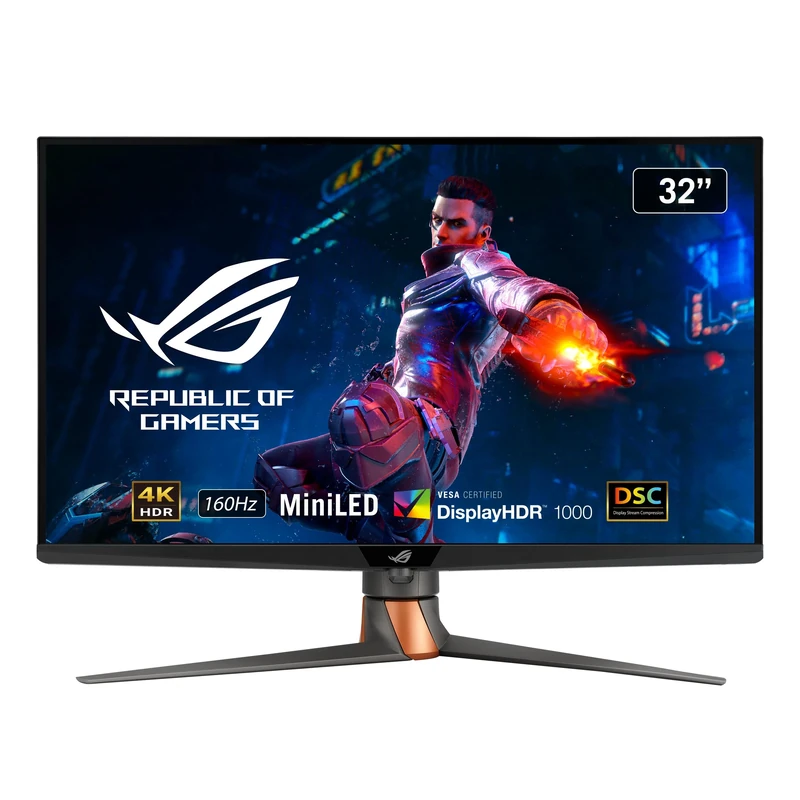 ASUS ROG Swift PG32UQXR 4K 160Hz gaming monitor 32 inch 4K UHD (3840 x 2160), 160Hz (above 144Hz), 1ms, Fast IPS, DisplayHDR 1000, 96% DCI P3, mini LED, Quantum Dot, FreeSync, HDMI 2.1, DP 2.1