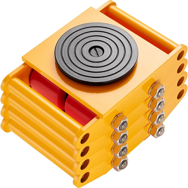 VEVOR 4PCS Machinery Skate Dolly, 17637LBS/8T Industrial Machinery Mover, Heavy Duty Carbon Steel Machinery Moving Skate with 4 PU Wheels and 360° Rotation Non-Slip Cap for Warehouse Workshop Factory