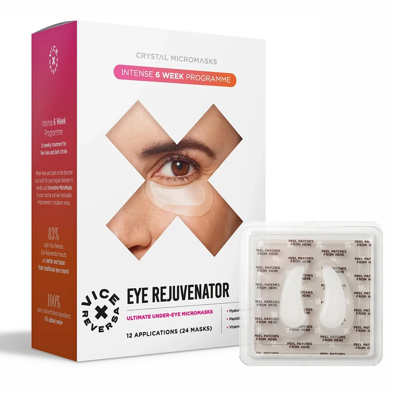 Vice Reversa Eye Rejuvenator - Under Eye Patches with Hyaluronic Acid - Hydrate & Brighten with MicroCrystal Skincare (12 Pairs)