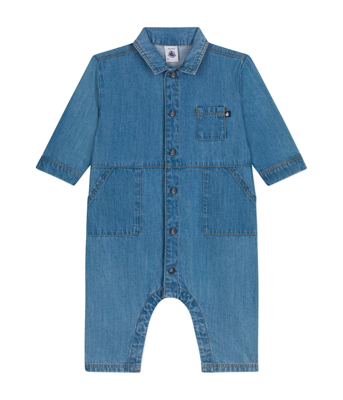 Petit Bateau Baby Boys' A09jq Long Jumpsuit, Light Denim, 6 Months