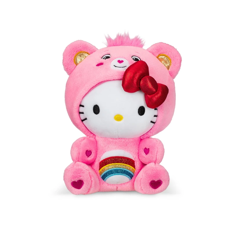 Care Bears x Hello Kitty 22cm Plush – Cheer Bear Crossover Soft Toy, Sanrio Collectible Teddy Bear Gift for Kids