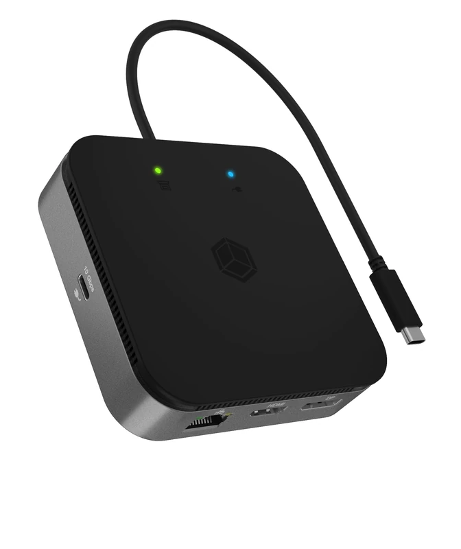 ICY BOX USB4 Docking Station (7-in-1) for 2 Monitors (1x HDMI & 1x DP), 4K 120Hz / 8K 30Hz, 3X USB 3.2 Gen 2 (10 Gbit/s), 60W Power Delivery, Gigabit Ethernet, Audio, IB-DK408-C41