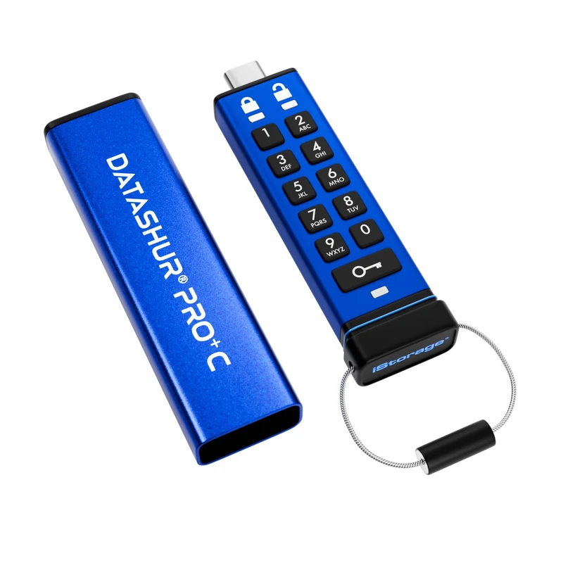 iStorage datAshur PRO+C 128GB | Secure USB Type-C Memory Stick | FIPS 140-3 Level 3 Certified | PIN Protected | Type C-A Adapter Included. - Image 1