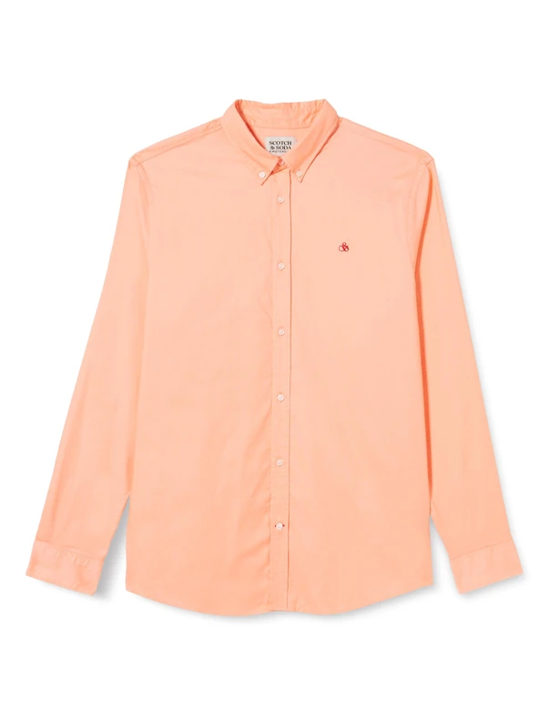 Scotch & Soda Men's Essential Oxford Solid Shirt, Coral Reef 2748, S