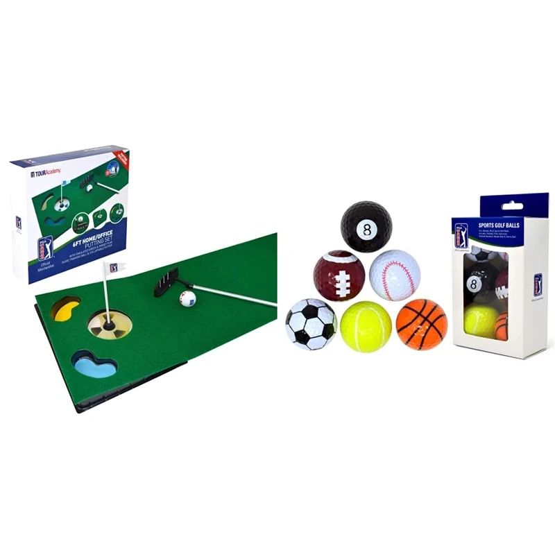 PGA Tour 6ft Putting Mat & PGA TOUR Fun Sport Golf balls