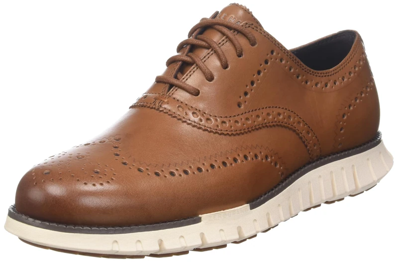 Cole Haan Men's Zerogrand Remastered Wing Tip Oxford Unlined, British Tan/Ivory, 11 Wide