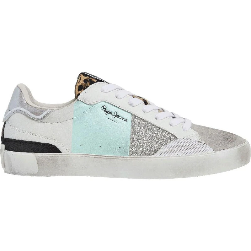 Pepe Jeans Women's Lane Shine W Sneaker, Blue (Aqua Blue), 5