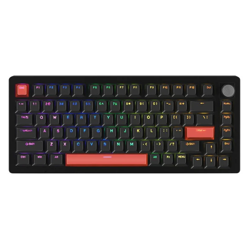 DrunkDeer A75 Gaming Keyboard, Magnetic Switches, Rapid Trigger, World's Fastest Mechanical Keyboard, 82 Keys with Knob with OEM-PBT-B-Orange -Shine-Through Keycap