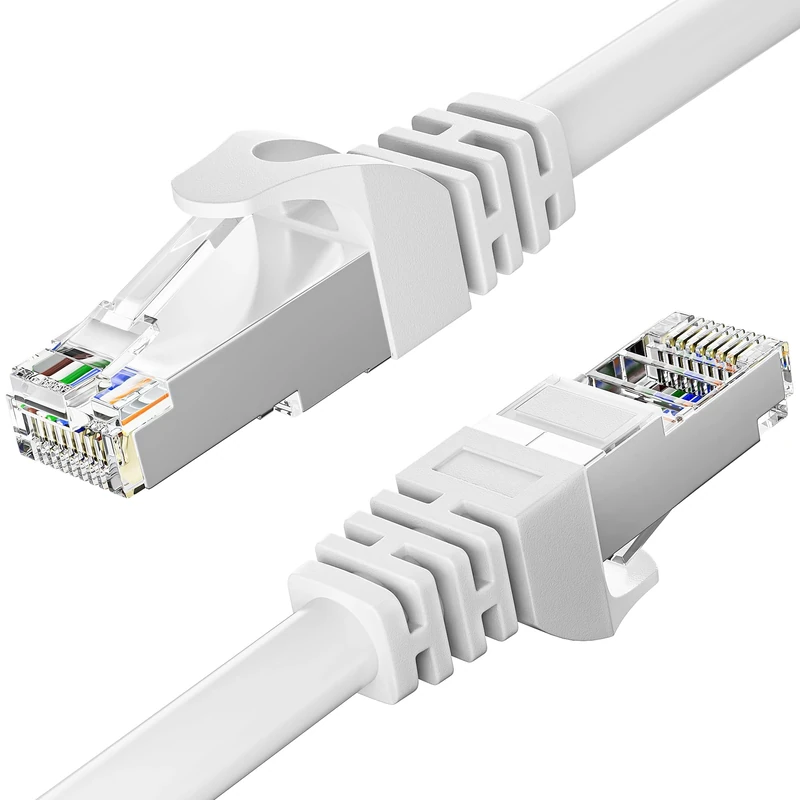 MEIPEK Cat 6 Ethernet Cable 5m, Lan Cable 5 Meters FTP Shielded Internet High Speed 1000Mbps 250MHz Rj45 Wlan 23AWG CCA Wifi White 15ft for Router Modem