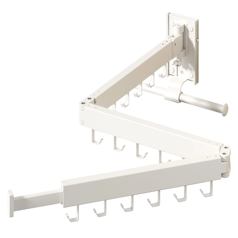 HEILAIYI Wall Mounted Clothes Hanger,Clothes Drying Rack,Laundry Drying Rack,Clothes Rack Wall Mount,Drying Rack Clothing,Retractable,Collapsible,can Fold Upward & Left & Right (Upgrade-White)