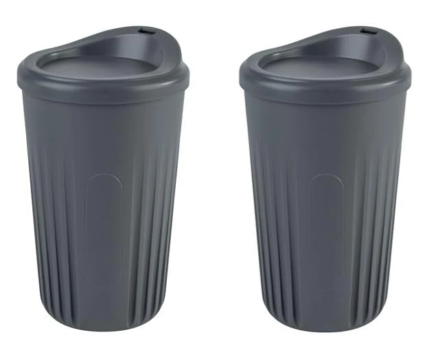 APS 67553 to Go Reusable Cups Set of 2 Cups + 2 Lids 400 ml Polypropylene Anthracite