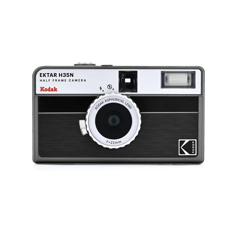 KODAK EKTAR H35N Half Frame Film Camera, 35mm, Reusable, Focus-Free, Bulb Function, Built-in Star Filter, Coated Improved Lens (Film & AAA Battery are not Included) (Striped Black)