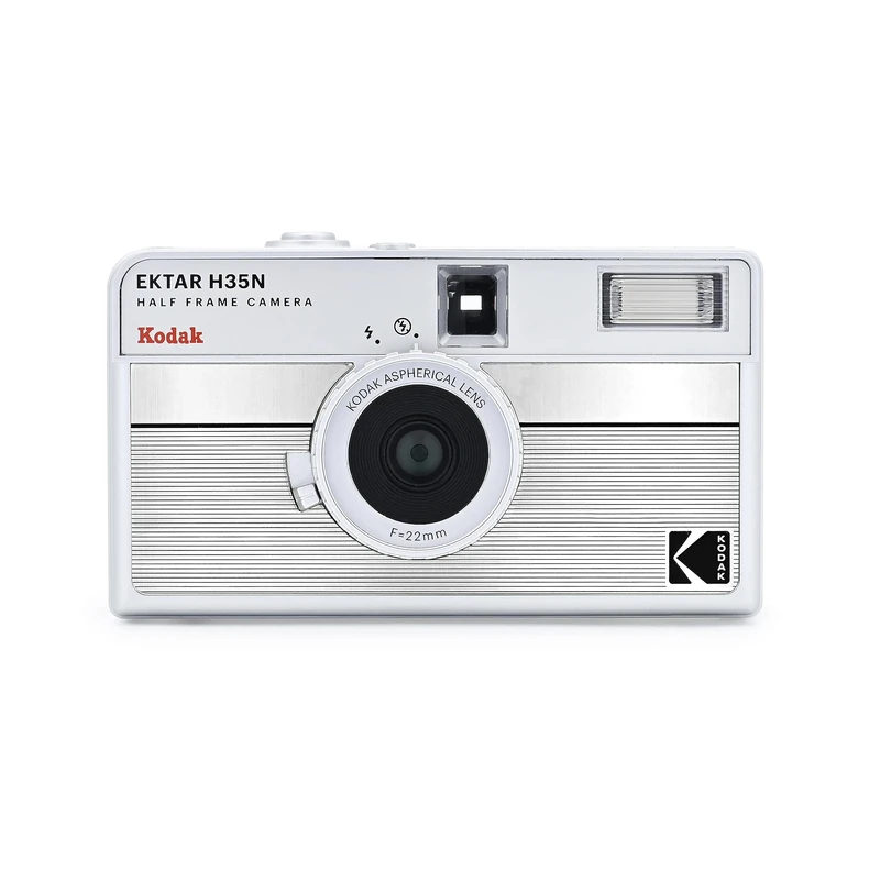 KODAK EKTAR H35N Half Frame Film Camera, 35mm, Reusable, Focus-Free, Bulb Function, Built-in Star Filter, Coated Improved Lens (Film & AAA Battery are not Included) (Striped Silver)