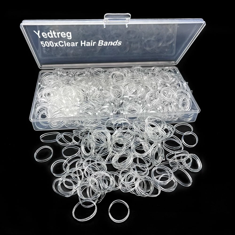 Clear Elastic Hair Bands, Yedtreg 500pcs Small Rubber Bands With Box, Soft Mini Elastics Ties for Women, Kids, Braids, Beard etc
