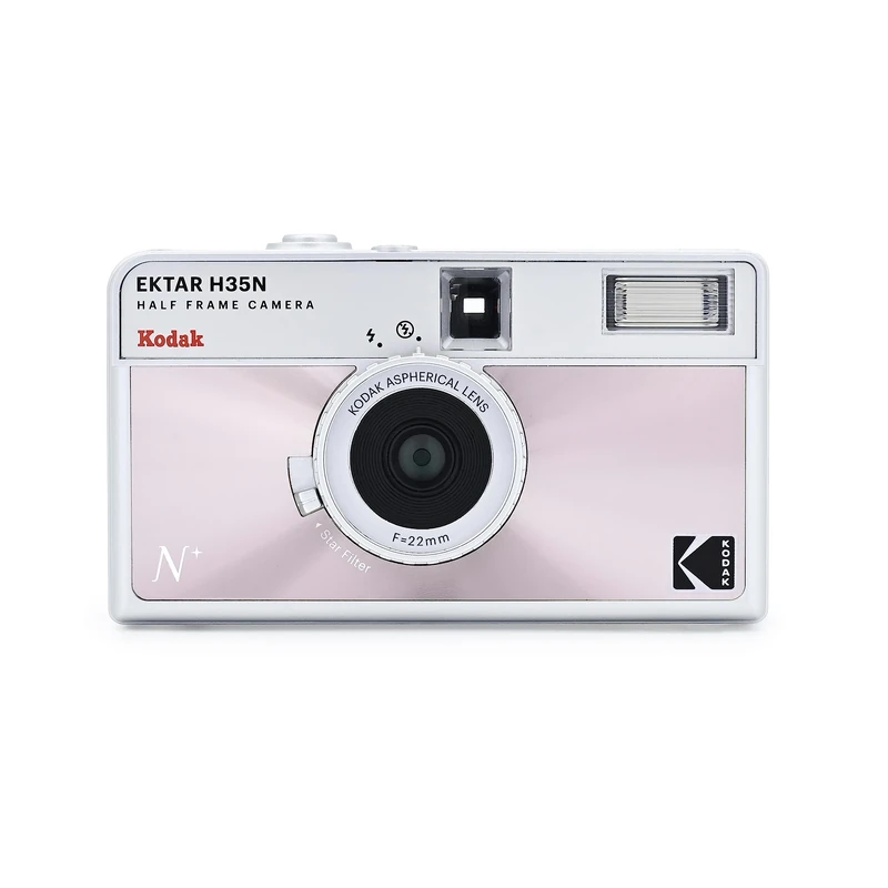 Kodak Ektar H35N Half Frame Film Camera, 35mm, Reusable, Focus-Free, Bulb Function, Star Filter, Coated Lens(Film & Battery not included)(Glazed Pink)