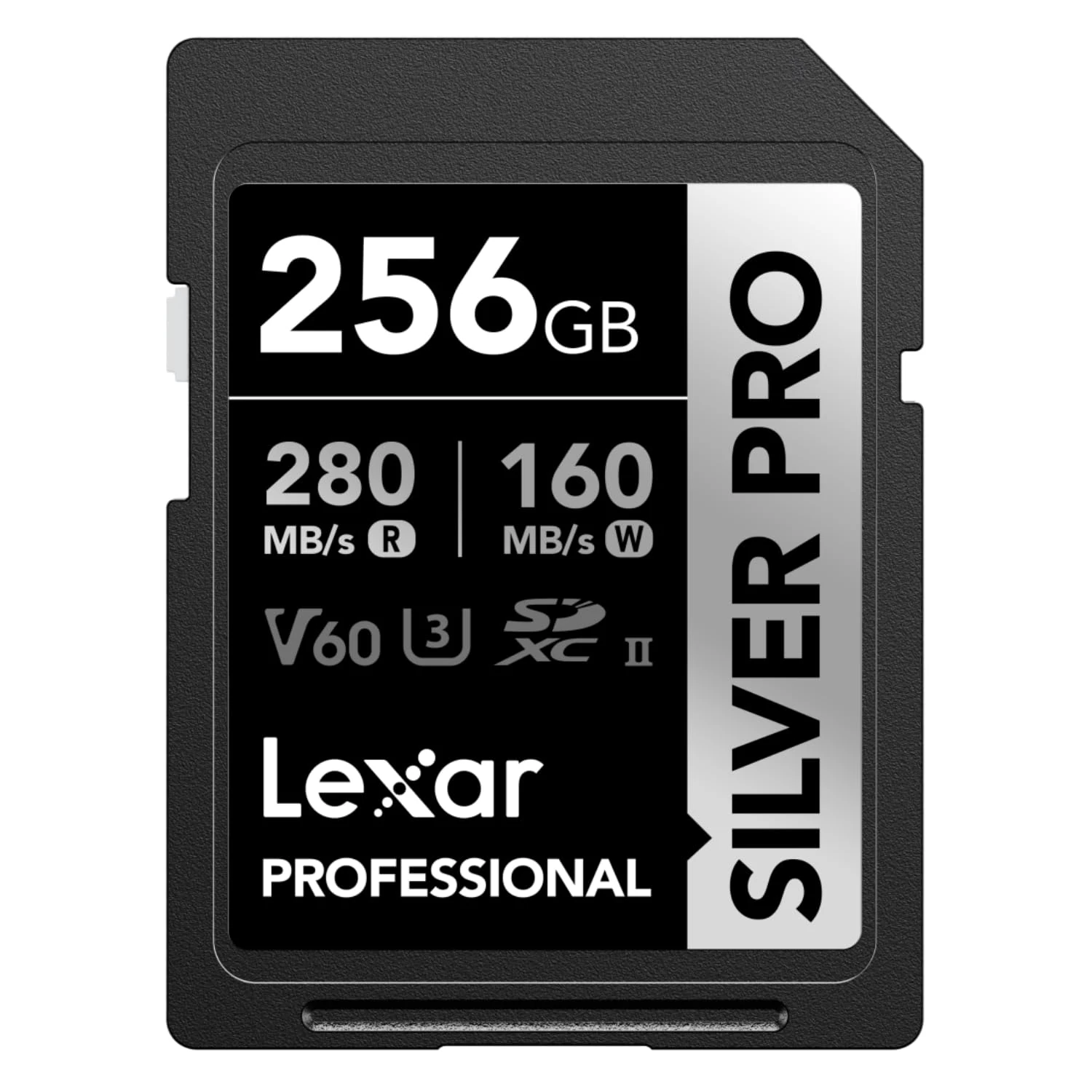 Lexar SILVER PRO SD Card 256GB, UHS-II SD Memory Card, V60, U3, C10, Up to 280MB/s Read, 160MB/s Write, SDXC Card for DSLR/Camera/Professional Photographer/Videographer/Enthusiast (LSDSIPR256G-BNNAA)