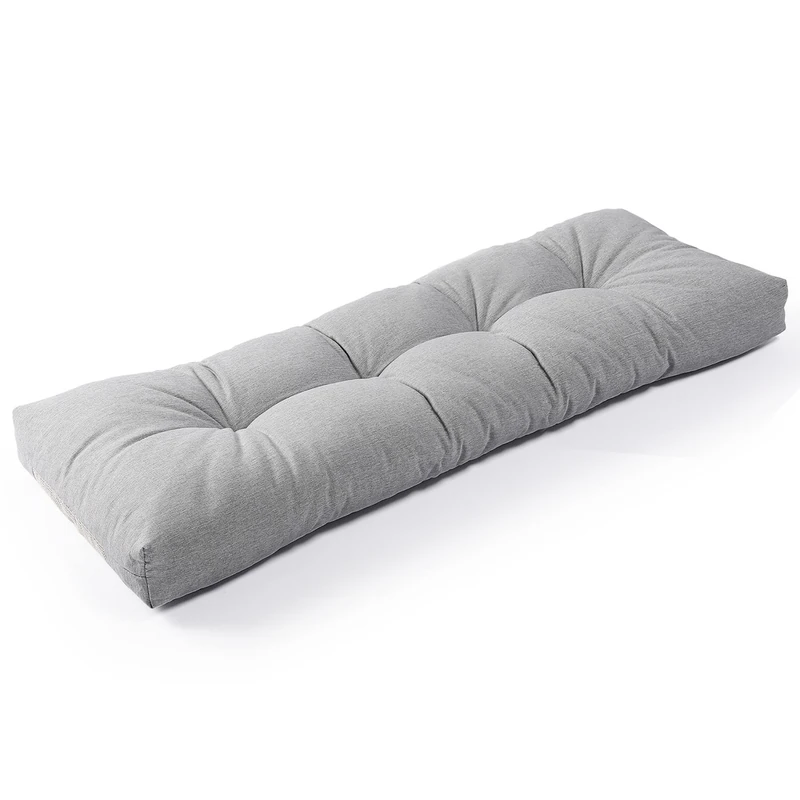 SUNROX LokGrip Non Slip Tufted Memory Foam Bench Cushion, FadeShield Water Resistant Durable Thicken Outdoor/Indoor Bench Seat Pads 59x16x4 inch, Heather Grey