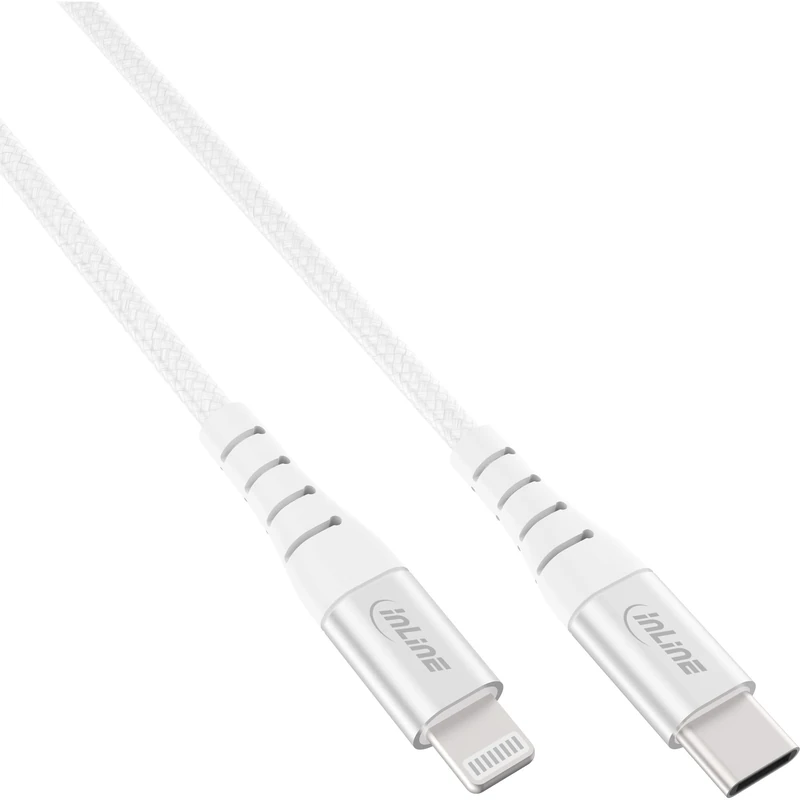 InLine® USB-C Lightning Cable for iPad, iPhone, iPod, Silver/Aluminium, 1 m MFi Certified