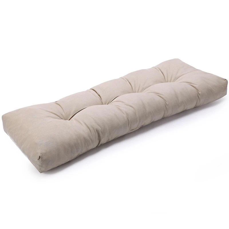 SUNROX LokGrip Non slip Tufted Memory Foam Bench Cushion, FadeShield Water Resistant Durable Thicken Outdoor/Indoor Bench Seat Pads 59x16x4 inch, Husk Birch
