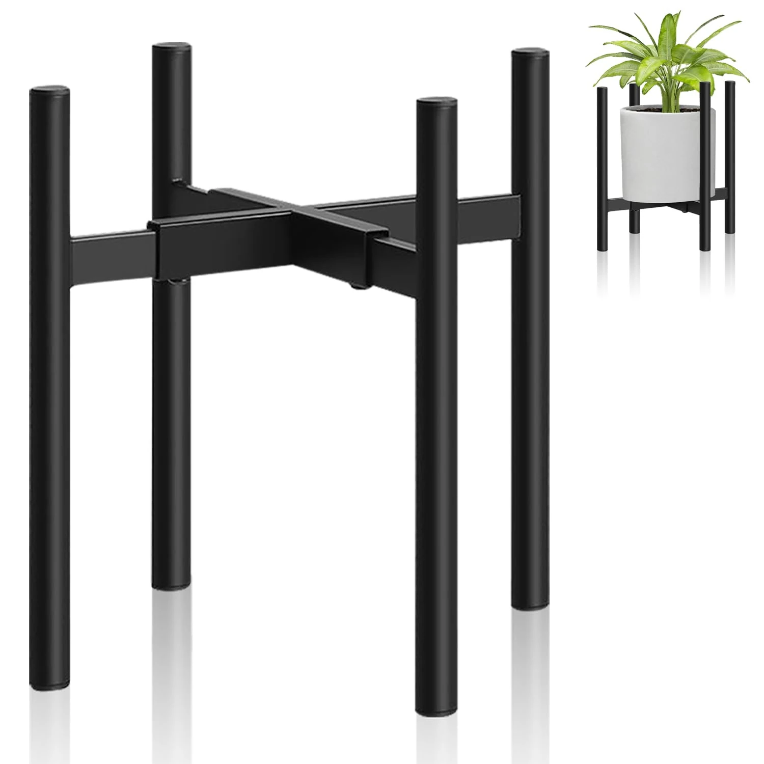 Lighterday Adjustable Metal Plant Stand, Black Plant Pot Stand/Corner Shelf for Home/Garden Indoor/Outdoor Decoration (Round)