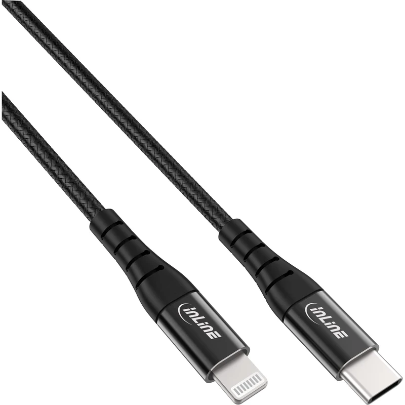 InLine® USB-C Lightning Cable for iPad, iPhone, iPod, Black/Aluminium, 2 m MFi Certified