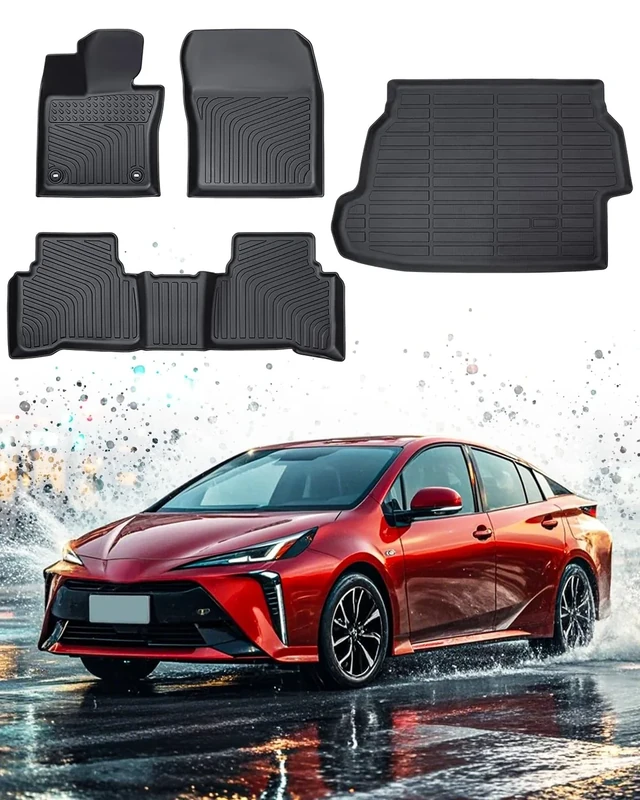 DrCarNow® 2023 2024 for Toyota Prius All Weather Floor Mats Cargo Mat Liner, Car Mat for Prius Prime 2023 2024 Floor Mats for Prius LE XLE Limited Accessories, Non-slip Floor Liner for Prius 2023 2024