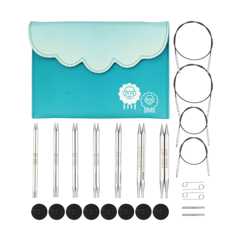 KnitPro Nova Cubics Deluxe Interchangeable Needle Set 5" (13cm) | 7 Sizes (4mm to 8mm)