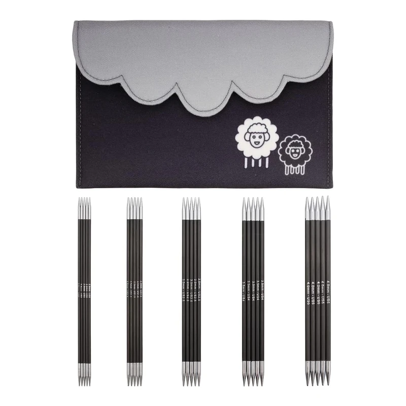 KnitPro Karbonz Starter Double Pointed Needle Set 6" (15cm) | 5 Sizes (2mm to 4mm)