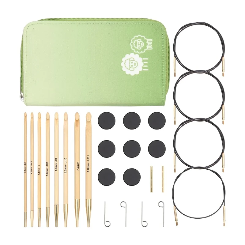 KnitPro Bamboo Deluxe Afghan/Tunisian Crochet Hook Set | 8 Sizes (3.5mm to 12mm)