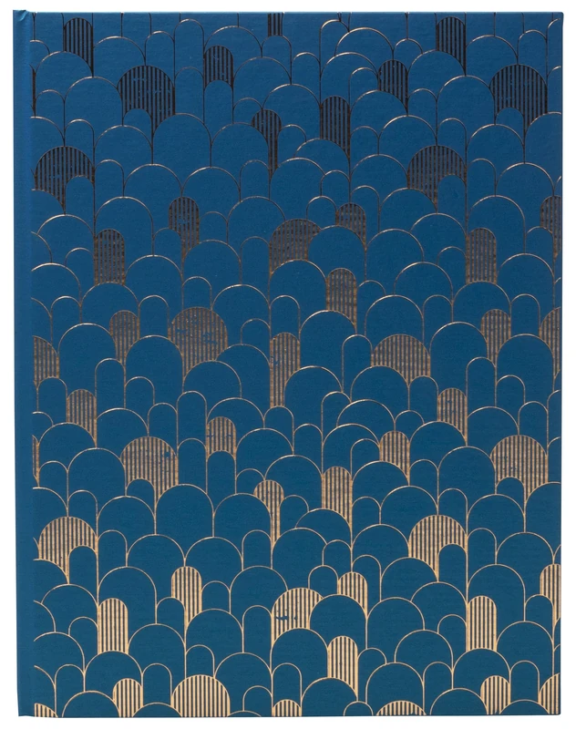 Exacompta - Ref 47986E -1 NeoDeco guest book - Wedding and birthday book - Large vertical format 27 x 22 cm - Glossy effect cover - Gold spine - 100 plain white pages - Colour: blue