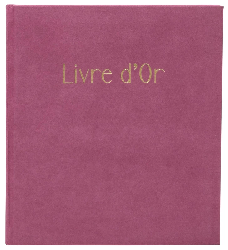Exacompta - Ref 390E -1 Skandi guest book - Compact size 21 x 19 cm - Velvet look - Gold marking with guestbook inscription - Gold spine - 140 plain white pages - Colour: antique pink