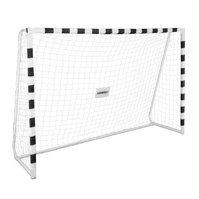 Relaxdays XXL Football Goal, Garden Play Equipment, Kids & Adults, 200 x 300 x 90 cm, Metal, Goalposts, White/Black, Iron