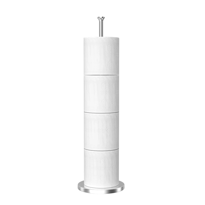 Free-Standing Toilet Roll Holder, Toilet Paper Storage Holder for Spare Rolls Storage, Stainless Steel, Modern Design