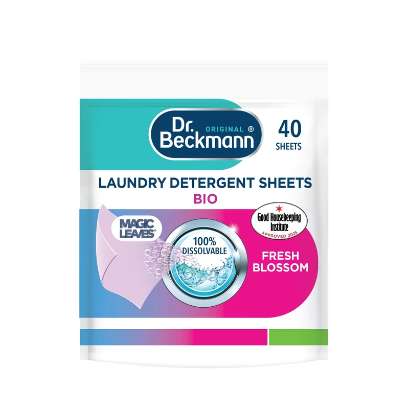 Dr. Beckmann MAGIC LEAVES Laundry Detergent Sheets BIO | Convenient and pre-dosed laundry detergent sheets | Dissolvable & climate neutral | 40 sheets