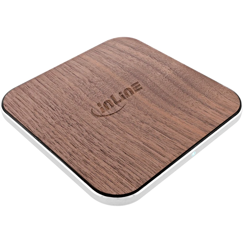 InLine® Qi Woodcharge, Wireless Fast Charger, Smartphone Wireless Charging, 5/7.5/10W/15W, Type-C