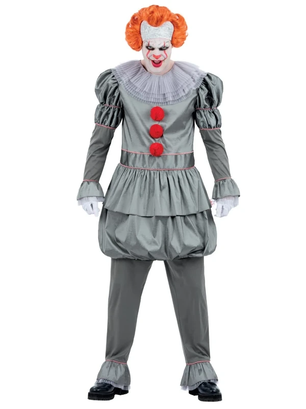 Smiffys IT Chapter Two Pennywise Costume for Adults, Top with Neck Ruffle and Trousers, Grey, Officially Licensed, Ideal for Halloween and Matching Group Fancy Dress Parties