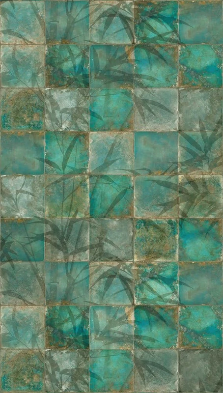 A.S. Création Non-Woven Wallpaper - Floral Wallpaper Tile Look in Green, Blue and Brown - Wall Wallpaper for Various Rooms - XXL Wall Picture 2.80 m x 1.59 m - Image 1