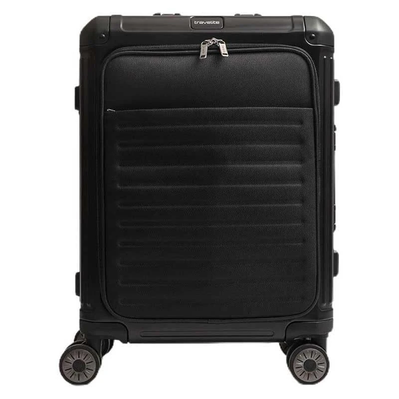 travelite Next 4w Trolley S, Front Pocket, Black, Black, One Size, Luggage