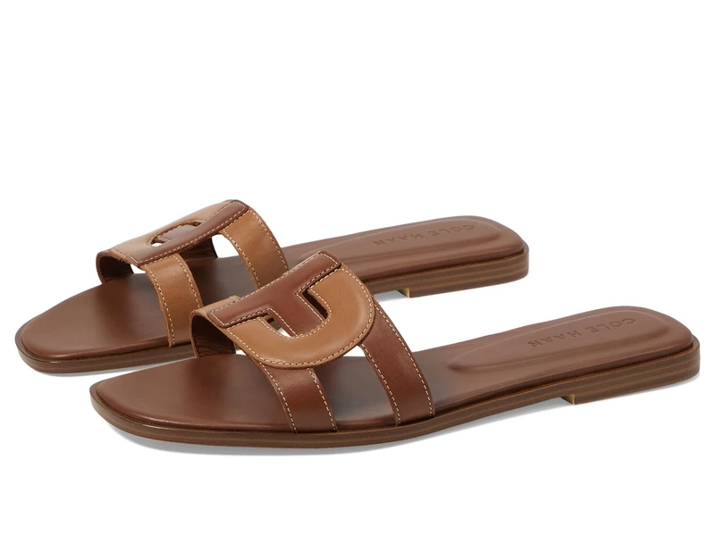 Cole Haan Women's Chrisee Sandals Flat, Dark Cuoio/Pecan Leather, 5 UK