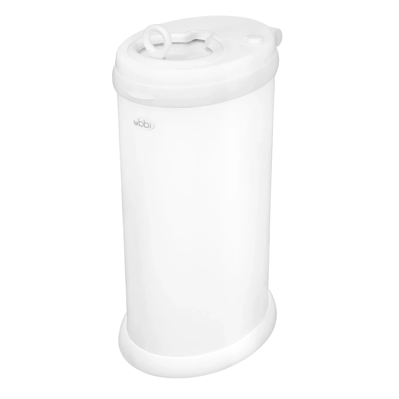 Ubbi Stainless Steel Nappy Bin, Odour Locking, No Special Bag Required, Award-Winning Diaper Pail, Cassette Free Disposal System, Matte White