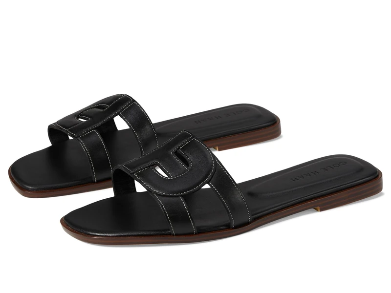 Cole Haan Women's Chrisee Sandals Flat, Black Leather, 7.5 UK