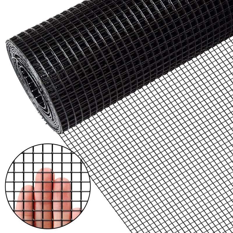 Zevemomo 24" x 50' 1/4inch Hardware Cloth Black Vinyl Coated Chicken Wire Fence PVC Galvanized Welded Mesh Roll for Home Garden Rabbit Cage