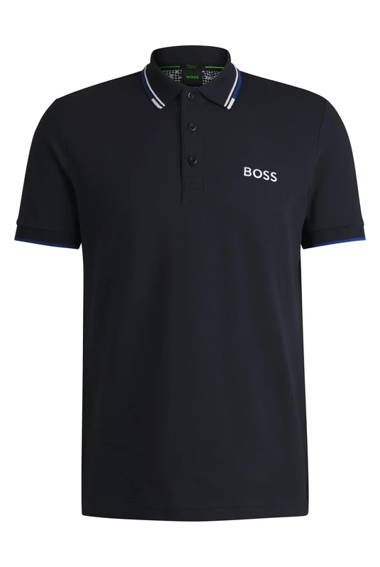 BOSS Mens Paddy Pro Contrast-Logo Polo Shirt in a Cotton Blend