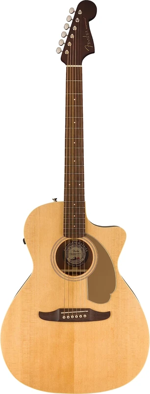 Fender Newporter Player Acoustic Guitar, Walnut Fingerboard, Gold Pickguard, Natural