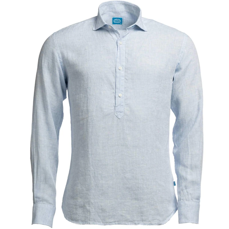 Panareha Men's Linen Popover Shirt MAMANUCA Light Blue (L)